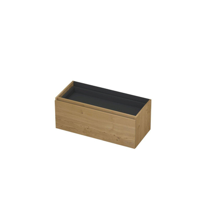 INK Wastafelonderkast - 100x45x40cm - 1 lade - greeploos - met houten keerlijst - MDF - Natur