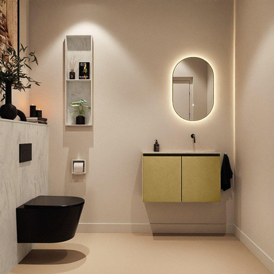 MONDIAZ TURE-DLUX 80cm toiletmeubel Oro. EDEN wastafel Opalo positie rechts. Zonder kraangat.