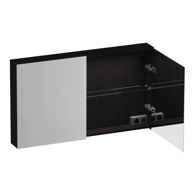 BRAUER Impress Deluxe spiegelkast - 120x70x15cm - interne en externe verlichting - 2 dubbelzijdige spiegeldeuren - Timber Black