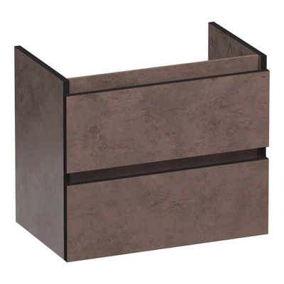 BRAUER Joy Edge meuble sous-lavabo peu profond 60 2 tiroirs softclose - sans poignées - 1 découpe pour siphon - Erosion