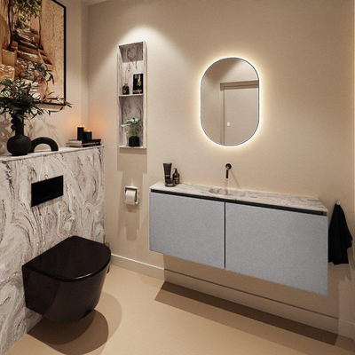 MONDIAZ TURE-DLUX Meuble toilette - 120cm - Plata - EDEN - vasque Glace - position centrale - sans trou de robinet