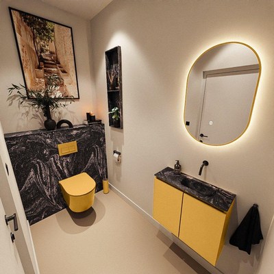 MONDIAZ TURE-DLUX meuble de toilettes 60cm Ocher. EDEN lavabo Lava position droite. Sans trou de robinet.