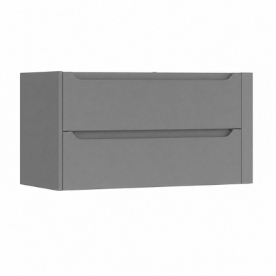 H&R Badmeubelen Juice Meuble sous vasque - 100x45x50cm - angle droit arrondi - 2 tiroirs - poignée intégrée - gris pierre mat