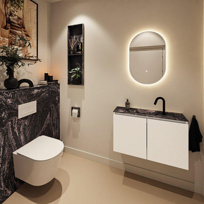 MONDIAZ TURE-DLUX Meuble de toilettes 80 cm Talc. EDEN lavabo Lava position milieu. Avec 1 trou de robinet.