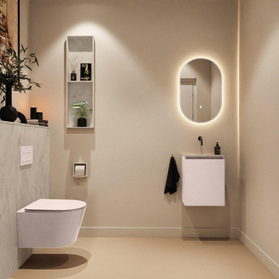 MONDIAZ TURE-DLUX Meuble toilette - 40cm - Rosee - EDEN - vasque Opalo - position centrale - sans trou de robinet