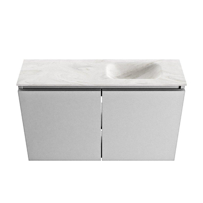 MONDIAZ TURE-DLUX 80cm toiletmeubel Plata. EDEN wastafel Ostra positie rechts. Met 1 kraangat.