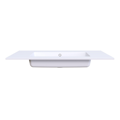 Arcqua Mira Inbouw Wastafel - 101x46x1.5cm - enkele wasbak - zonder kraangat - cast marble - mat wit