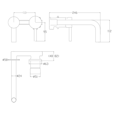 Differnz Mitigeur encastré eau froide/chaude droite blanc mat
