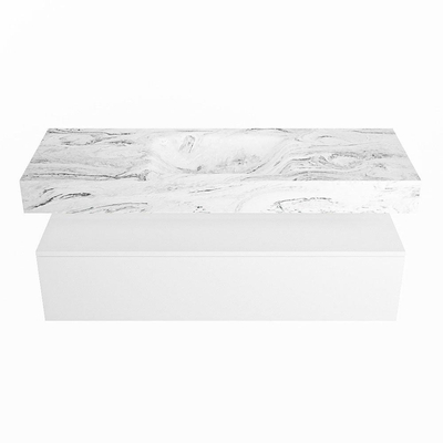 MONDIAZ ALAN - DLUX Badkamermeubelset - 130cm - onderkast - Talc - 1 lade - vrijhangende wastafel - wasbak midden - 1 kraangat - Glace