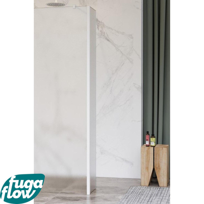 FugaFlow Eccelente Vetro zijwand - 50x200cm - mat glas - 8mm - met hoekprofiel - mat wit -
