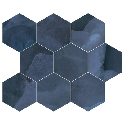 Terravito Davella carreau mural et de sol - 26x30cm - aspect pierre naturelle - hexagone - Blue pulido poli (bleu)