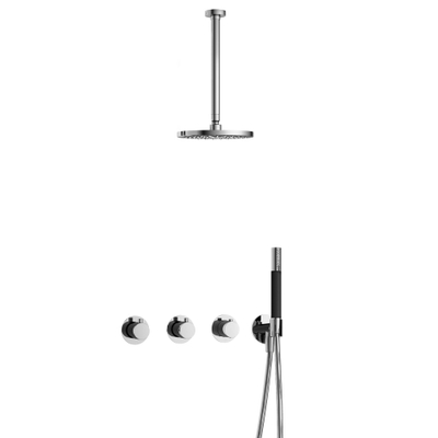 Hotbath Cobber IBS70 Regendoucheset - inbouw - 30cm plafondarm - 20cm ronde hoofddouche - staafhanddouche - hoogglans chroom