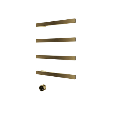 Hotbath &MORE Handdoekradiator - 50x76cm - vierkant - 4 stangen - horizontaal - met schakelaar - PVD - geborsteld messing (goud)