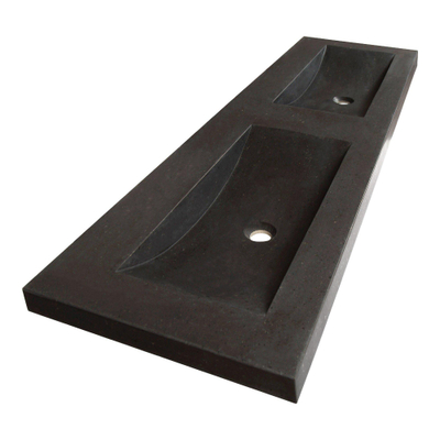 Saniclass Corestone Lavabo pour meuble 140x45.7x5cm 2 vasques pierre naturelle noir