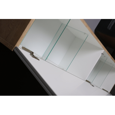 Forzalaqua Oslo meuble de salle de bain 35x35x166cm Sans poignée 2 portes battantes à gauche et à droite avec fermeture douce MDF Endgrain Brut DESTOCKAGE