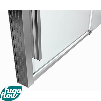 Cabine de douche FugaFlow Efficiente Vetro 160x90cm avec porte coulissante en verre de sécurité 8mm avec anti-calcaire argent poli -