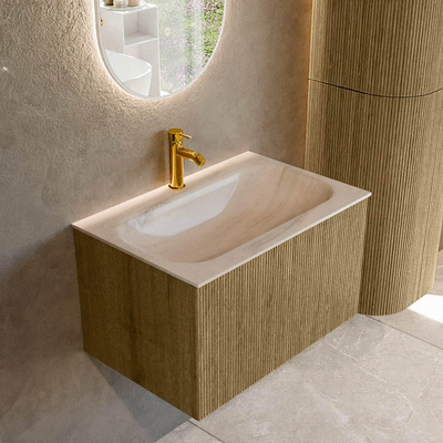 MONDIAZ KURVE-DLUX 70cm badmeubel kleur Dusk met 1 lade en 0 deuren. Wastafel BIG SMALL Midden 1 kraangat Meli.