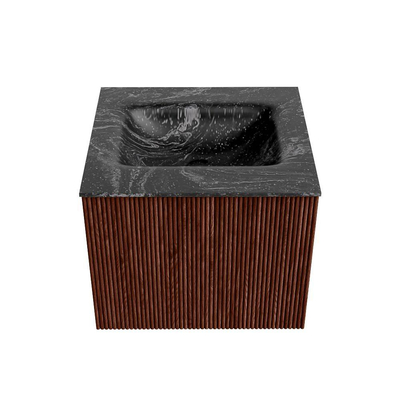 Mondiaz KURVE-DLUX Badkamermeubelset - 50x46x40cm - 1 lade - wastafel solid surface - midden - zonder kraangat - Ruby