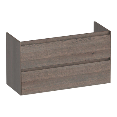 BRAUER Inspire meuble sous-lavabo peu profond 100 2 tiroirs softclose - sans poignées - 1 découpe pour siphon - chêne massif - lamelles chêne noir