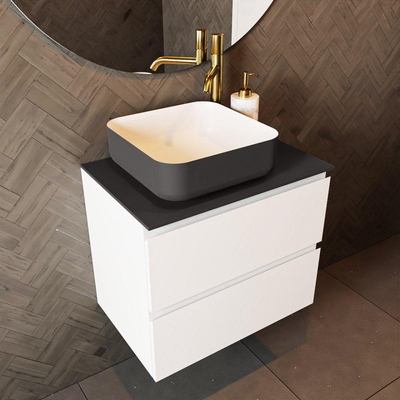 Mondiaz TOP 23 Topblad - 50x23.5x0.9cm - geschikt voor afdekplaat - Solid surface - Dark Grey