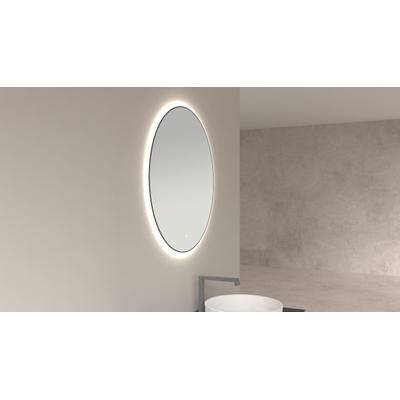 Wiesbaden Novi miroir rond avec LED, dimmable 100 cm mat noir