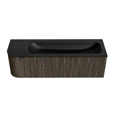 Mondiaz KURVE Badkamermeubelset - 145x46x40cm - 1 lade - 1 deur - wastafel solid surface - rechts - 2 kraangaten - Shadow