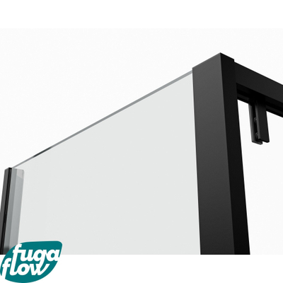 Cabine de douche FugaFlow Efficiente Vetro 160x90cm avec porte coulissante en verre de sécurité 8mm avec anti-calcaire noir mat -