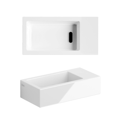 Clou Flush 3 lave-mains 36x18x9cm sans trou de robinet à droite Céramique Blanc