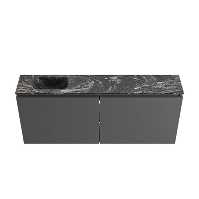 MONDIAZ TURE-DLUX 120cm toiletmeubel Dark Grey. EDEN wastafel Lava positie links. Met 1 kraangat.