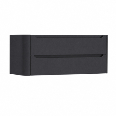 H&R Badmeubelen Juice Meuble sous lavabo - 120x45x50cm - angle gauche arrondi - 2 tiroirs - poignée intégrée - Dark blue mat