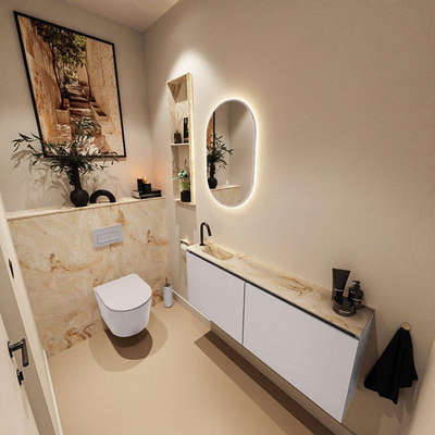 MONDIAZ TURE-DLUX 120cm toiletmeubel Cale. EDEN wastafel Frappe positie links. Met 1 kraangat.