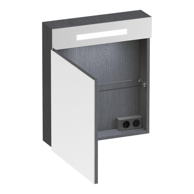 BRAUER Promise armoire de toilette - 60x70x15cm -- avec éclairage 1 porte de miroir à charnière à gauche Timber Grey