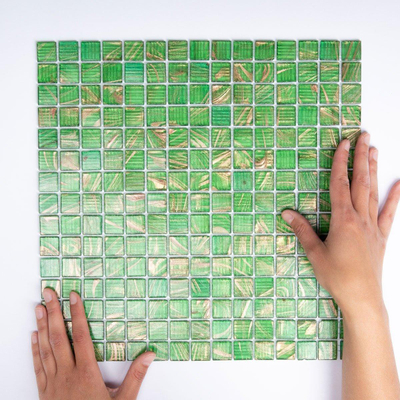 La Mosaic Factory Amsterdam carreau mosaïque - 32,2x32,2cm - carrelage mural et de sol - Carré - Verre vert brillant