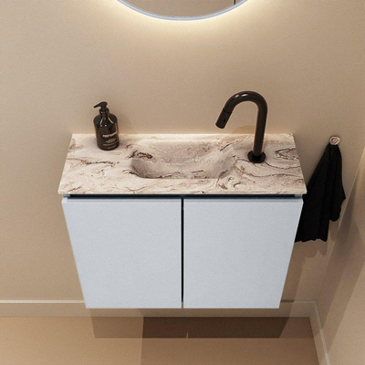 MONDIAZ TURE-DLUX 60cm toiletmeubel Clay. EDEN wastafel Glace positie midden. Met 1 kraangat.