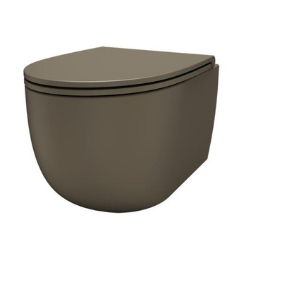 QeramiQ Élan Wandclosetpack - 36.5x53cm - diepspoel - rimless - slim zitting - mat caffé (bruin)