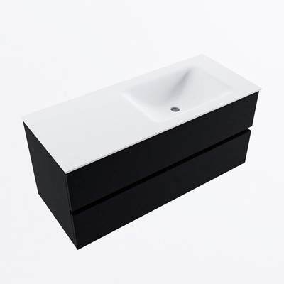 Mondiaz VICA ensemble de meuble de salle de bain - 110cm - meuble sous lavabo urban - 2 tiroirs - lavabo cloud droite - 1 trou de robinet - version haute de 60cm - talc