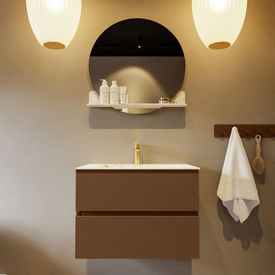 Mondiaz VICA-DLUX Ensemble de meuble de salle de bain - 70cm - meuble sous-vasque reposant - 2 tiroirs - lavabo encastrée cloud milieu - 1 trou de robinet - version haute de 60cm - frape