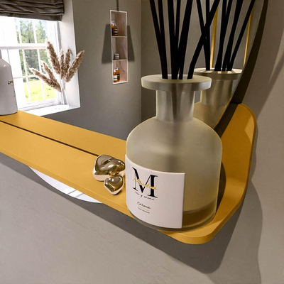 Mondiaz SPOT spiegel – Ø70 cm – met planchet – Ocher (geel)