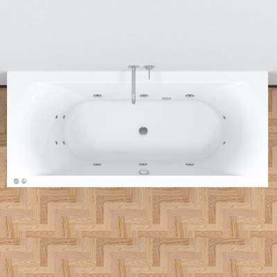 Riho Easypool 3.1 Lima baignoire balnéo droite 180x80cm hydro 6+4+2 commande pneumatique pieds et bonde inclus blancs