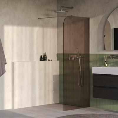 BRAUER Orion Paroi de douche à l'italienne - 100x200cm - verre bronze - traitement du verre - PVD - acier inox brossé