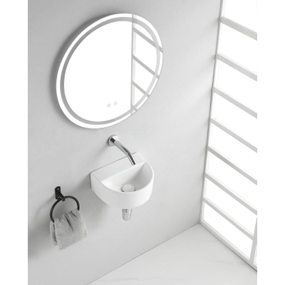 Wiesbaden Lara lavabo sans trou de robinet 30 x 25 x 12 cm céramique brillant blanc