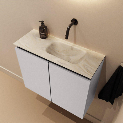 MONDIAZ TURE-DLUX Meuble toilette - 60cm - Cale - EDEN - vasque Ostra - position droite - sans trou de robinet