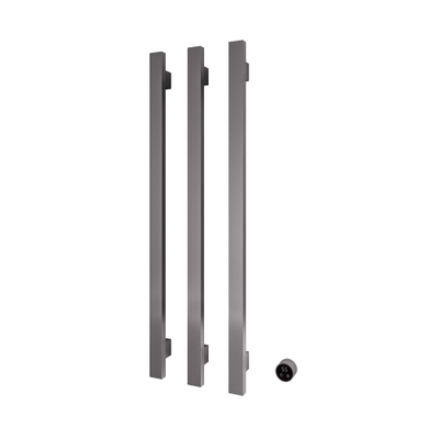 Hotbath &MORE Handdoekradiator - 57x115cm - vierkant - 3 stangen - verticaal - met schakelaar - PVD - geborsteld gunmetal (antraciet)