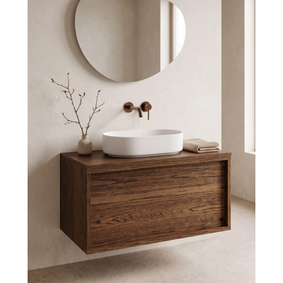 FugaFlow Eccelente Pietra Waskom - 52x31x12cm - ovaal - keramiek - mat wit