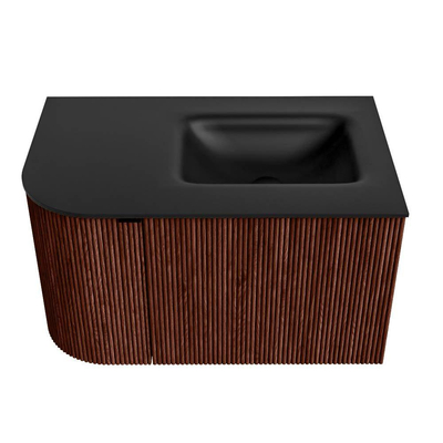 Mondiaz KURVE Badkamermeubelset - 75x46x40cm - 1 lade - 1 deur - wastafel solid surface - rechts - zonder kraangat - Ruby