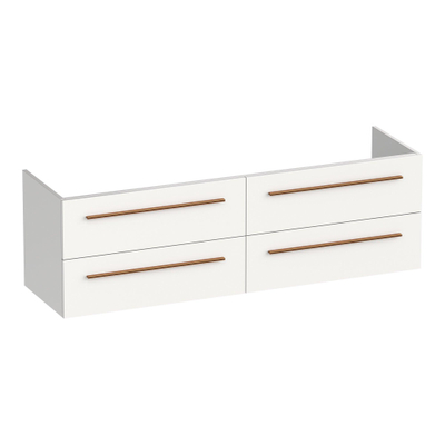 BRAUER Trust wastafelonderkast 140 excl. opbouwgrepen 4 softclose lades en 2 sifon uitsparingen - mat wit
