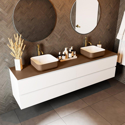 MONDIAZ TOP 46 Wastafelblad - 200cm - solid surface - rust