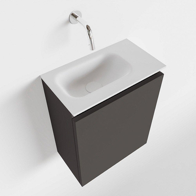 MONDIAZ TURE Kit lave-mains - 40x23x50cm - 0 trous de robinet - 1 porte - gris foncé mat - Lavabo à gauche - Acrylique Blanc