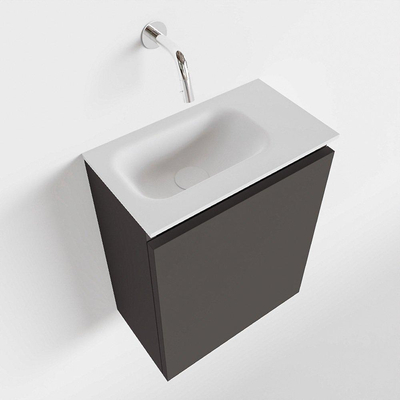 MONDIAZ TURE Kit lave-mains - 40x23x50cm - 0 trous de robinet - 1 porte - gris foncé mat - Lavabo à gauche - Acrylique Blanc
