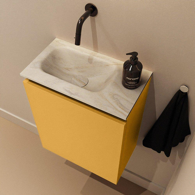 MONDIAZ TURE-DLUX 40cm toiletmeubel Ocher. EDEN wastafel Ostra positie links. Zonder kraangat.